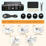 Dailyardtool®Solar Power Car Tire Pressure Monitoring Tool, TPMS with 4 External sensors & 5 Alarm Modes, LCD Real-time Display, Auto Sleep Mode, Easy to Install