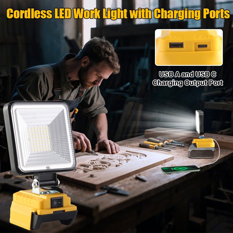 Dailyardtool®3000LM Cordless LED Work Light with charging Ports