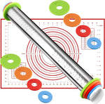 Dailyardtool® Adjustable Stainless Steel Rolling Pin with Thickness Rings