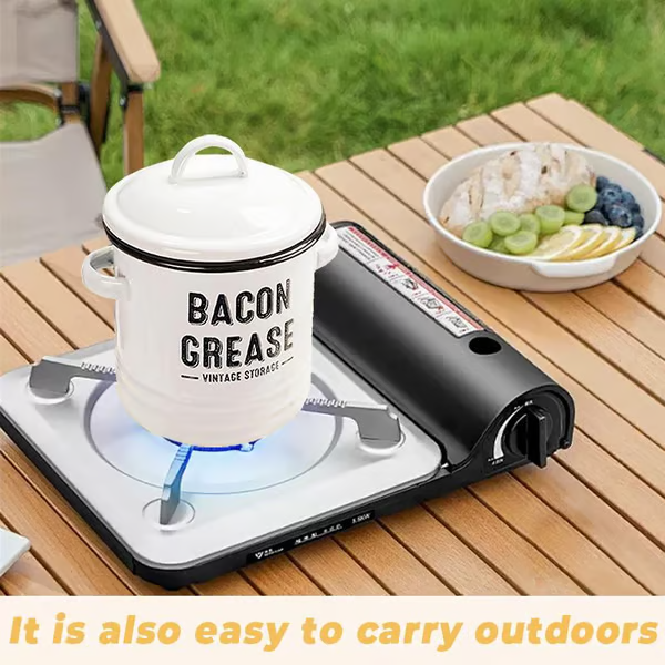 Dailyardtool® 42 oz bacon grease container with strainer and food-grade silicone spatula