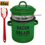 Dailyardtool® 42 oz bacon grease container with strainer and food-grade silicone spatula