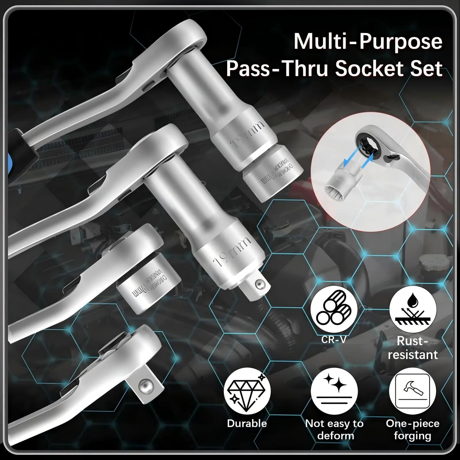Dailyardtool®17PCS Pass Through Socket Set
