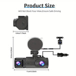 Dailyardtool®2.0-Inch IPS Screen HD 1080P 3 Lens Dashcam With Night Vision&Wifi Link