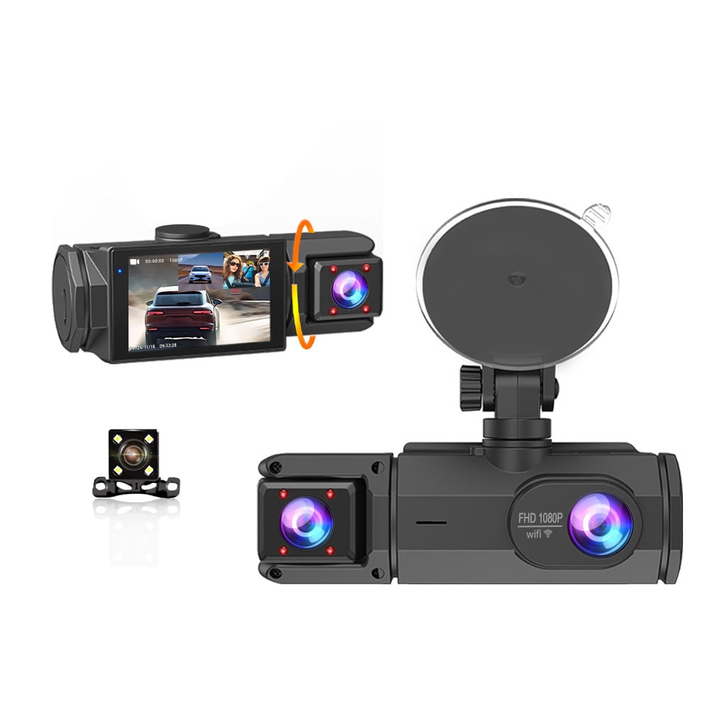 Dailyardtool®2.0-Inch IPS Screen HD 1080P 3 Lens Dashcam With Night Vision&Wifi Link