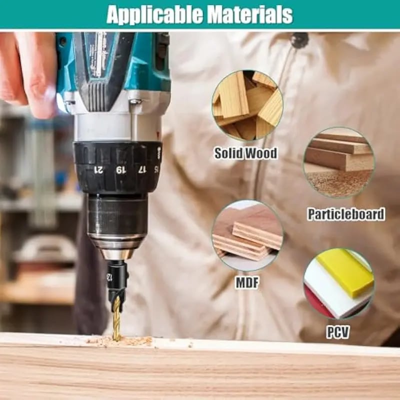 Dailyardtool®  5PCS Countersink Drill Bit Set – Precision Drilling for Perfect Screw Holes