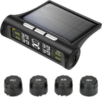 Dailyardtool®Solar Power Car Tire Pressure Monitoring Tool, TPMS with 4 External sensors & 5 Alarm Modes, LCD Real-time Display, Auto Sleep Mode, Easy to Install