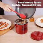 Dailyardtool® 42 oz bacon grease container with strainer and food-grade silicone spatula