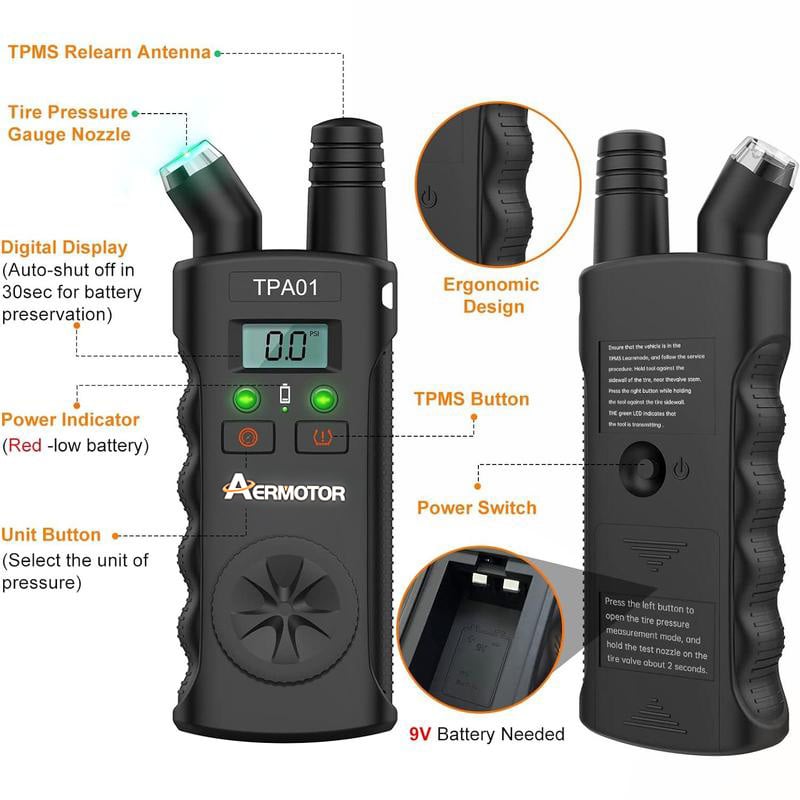 Dailyardtool® TPMS 2-in-1 Relearn Tool & Digital Tire Pressure Gauge