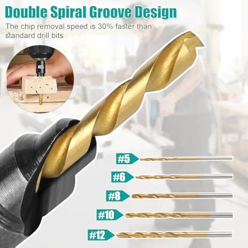 Dailyardtool®  5PCS Countersink Drill Bit Set – Precision Drilling for Perfect Screw Holes