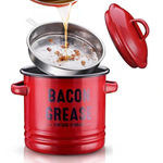 Dailyardtool® 42 oz bacon grease container with strainer and food-grade silicone spatula