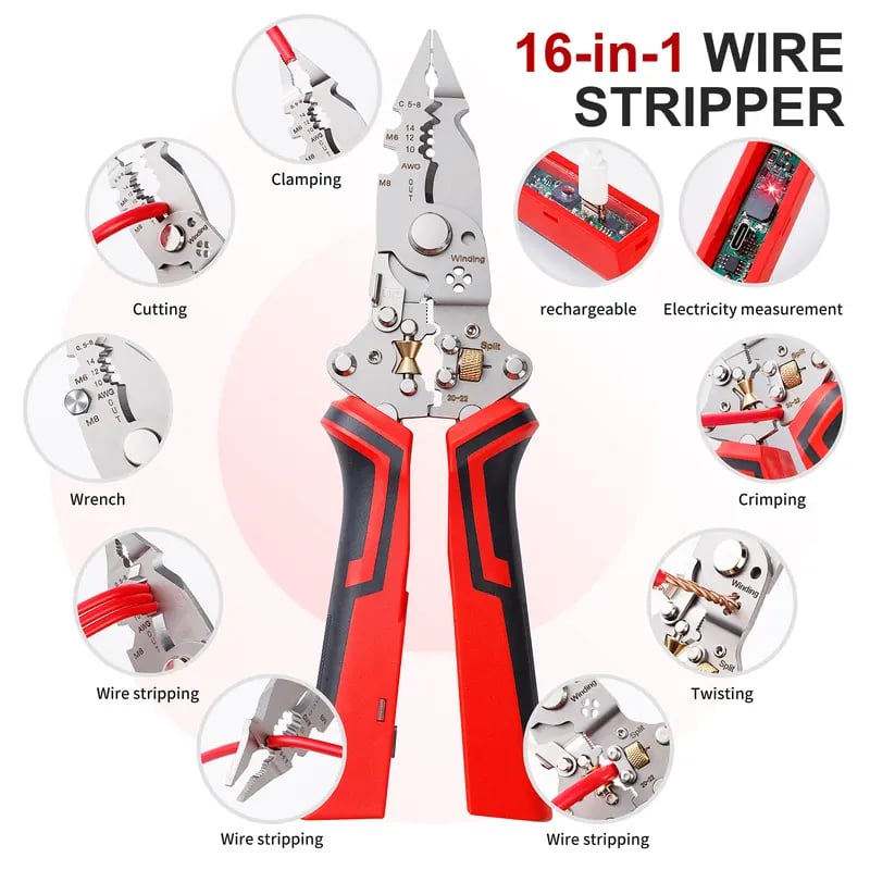 Dailyardtool®16 in 1 Wire Stripper Twister for Cutting and Pulling Wires