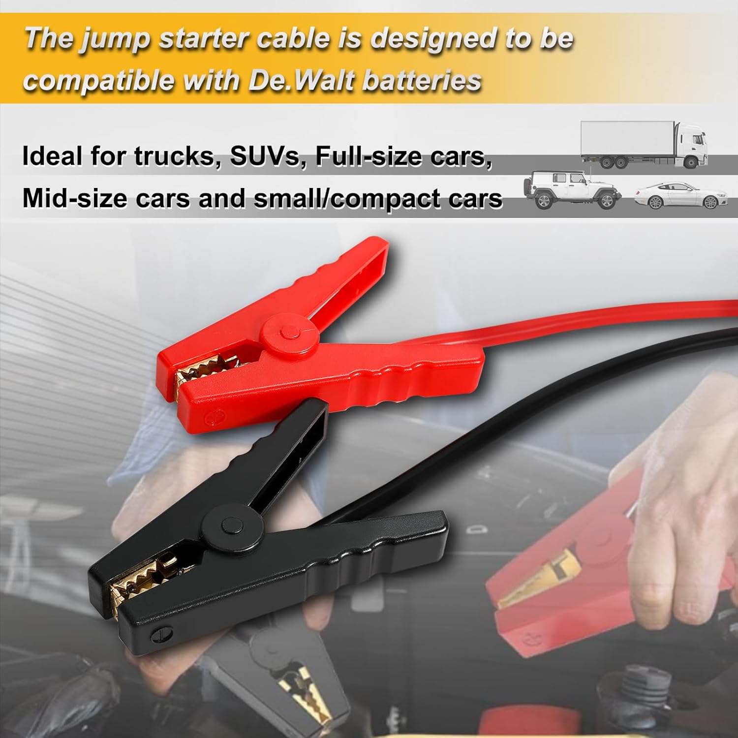 Dailyardtool® Car Starter Jumper Cables With Adapter For Dewalt 20v