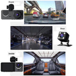 Dailyardtool® HD 1080P Dashcam with Three Lenses, Loop Recording and 3.5-inch IPS Screen