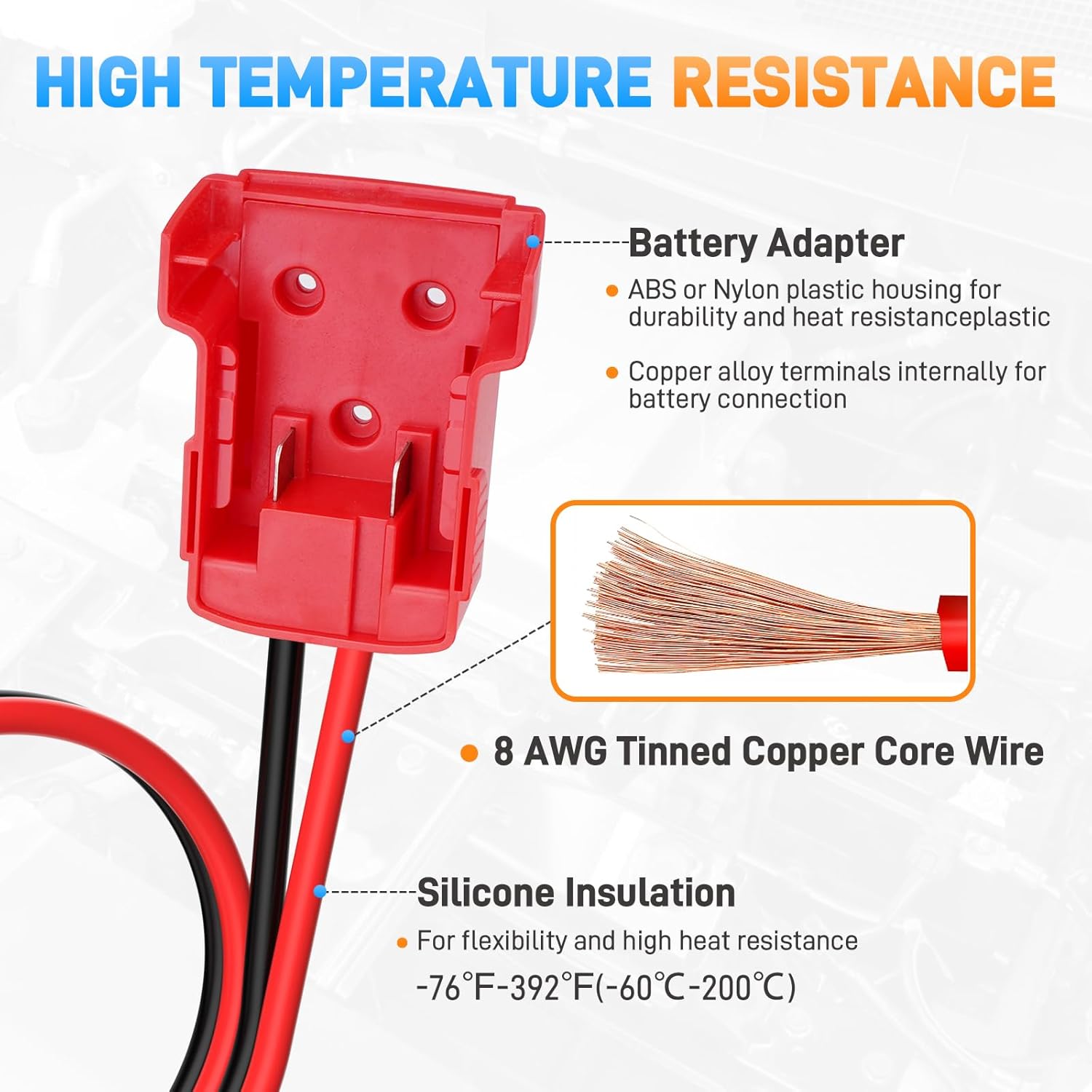 Dailyardtool® Car Starter Jumper Cables With Adapter For Dewalt 20v