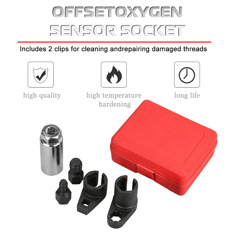 Dailyardtool®Automotive O2 Sensor Offset Socket & Thread Chaser 5 PCS Set